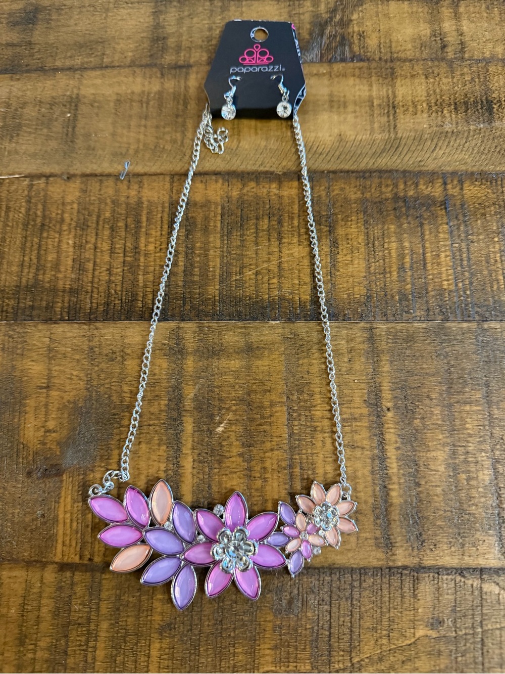 Paparazzi Pink & Lavender Floral Statement Necklace